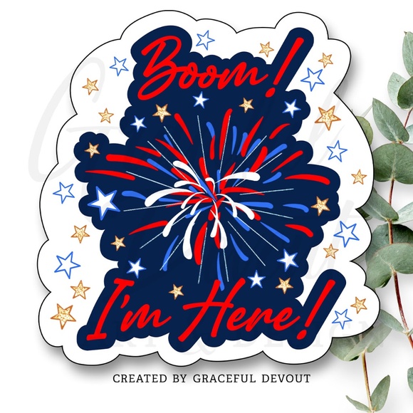 Boom! I’m Here!- 2" (inches) Sticker (48ct.)  [GD143-48] - Picture 1 of 5